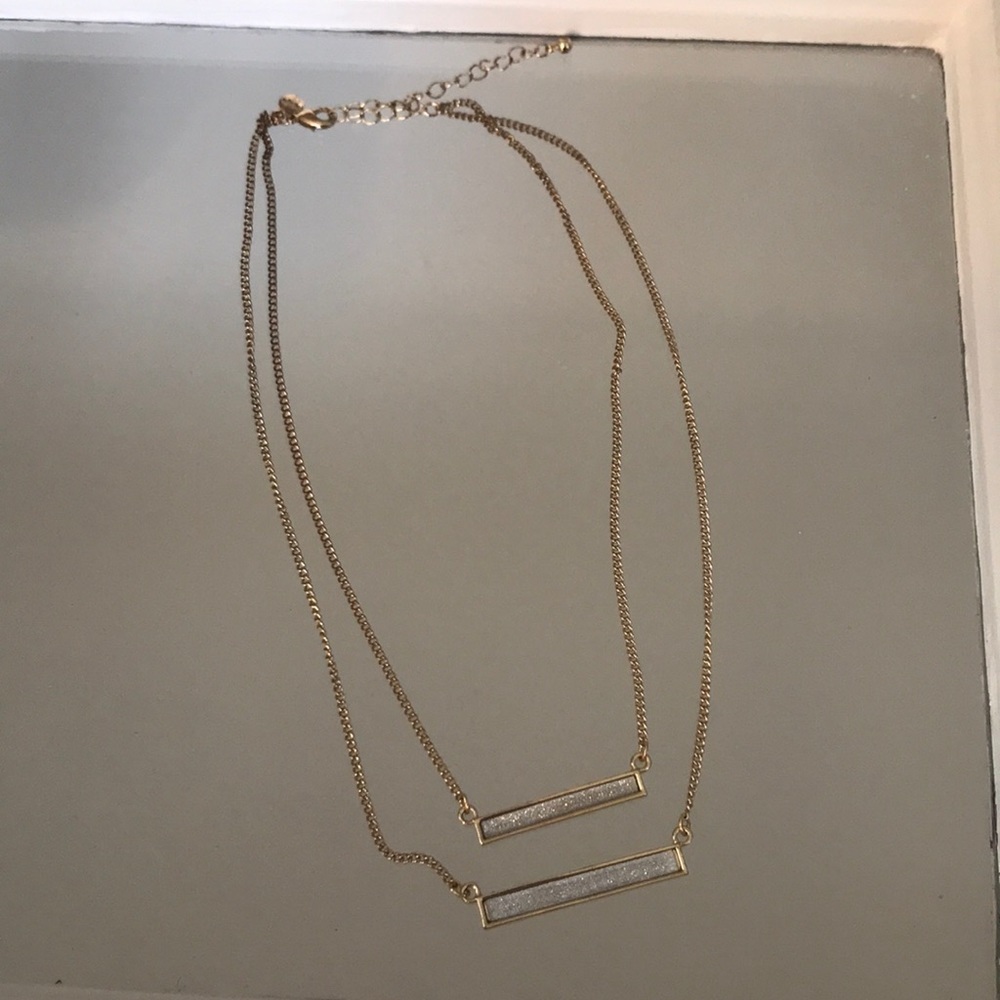 Double bar gold necklace